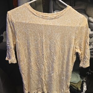 Nine West Beige Leopard Print Short Sleeve Top